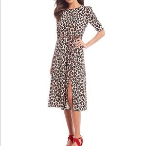 NWT Eliza J leopard print jersey tie dress